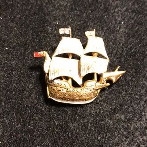 Vintage sailing ship brooch